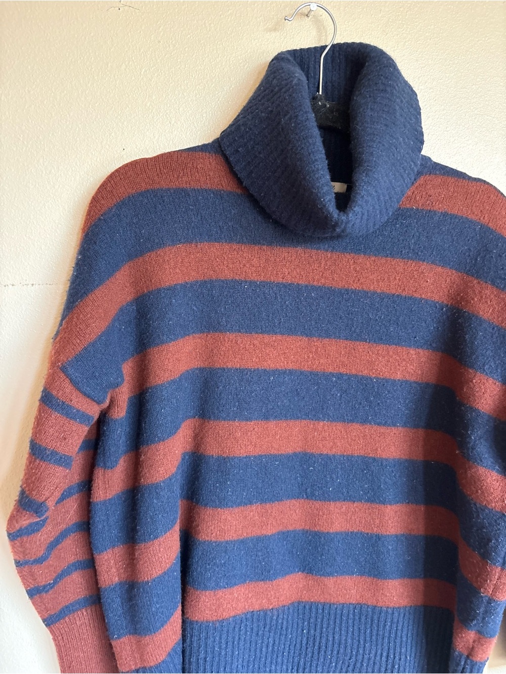 Madewell Striped Wool Blend Turtleneck Sweater Oversized - Picture 4 of 9